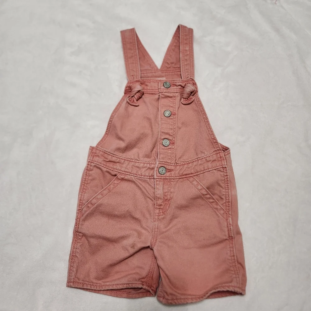 Baby Gap Pomenade Pink Snap Front Overalls Shorts